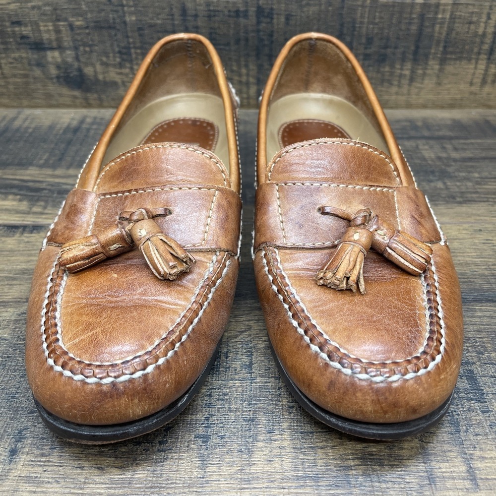 Johnston & Murphy Brown Leather Men's Shoes Kiltie Tassel Moccasins 8.5 M Loafer
